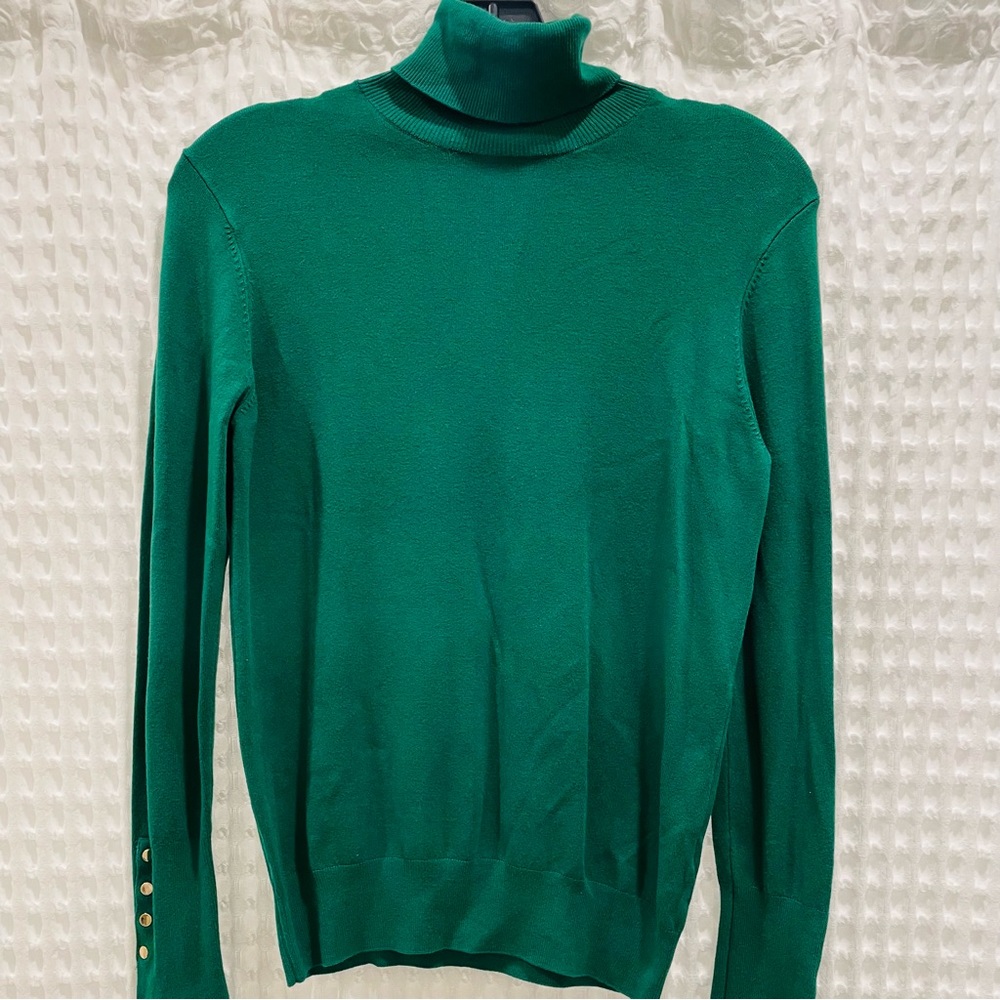 Zara Emerald Green Turtleneck With Gold Buttons - Excellent Condition!